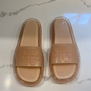 Brand new, never worn. Tory Burch jelly slides